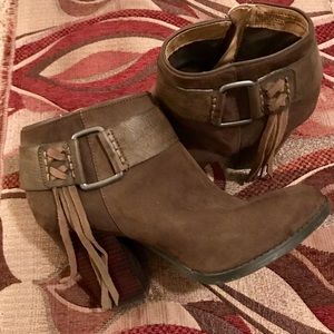 EUC Olive Green Bootie with a Fringe Detail